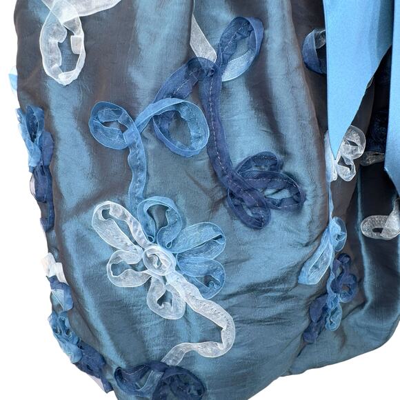 NWT Cache Blue Strapless Bubble Hem Applique Dress Size 2 Y2K Glam Luxe Evening - Picture 10 of 16